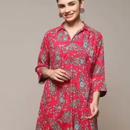 Biba Pink Printed A Line Kurti-image-45