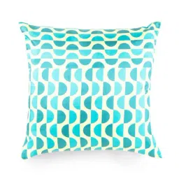 Home4U Beige & Aqua Silk Medium Cushion Cover - Set of 1-37