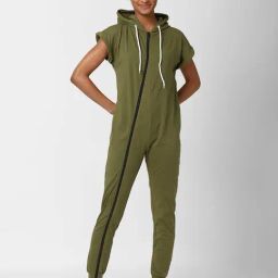 Forever 21 Olive Full length Jumpsuit-image-53