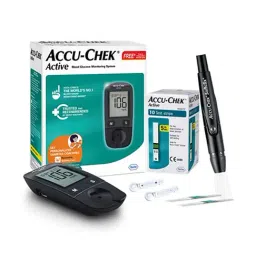 Accu Chek Active Blood Glucose Meter Kit with 10 Strips (Black)-2