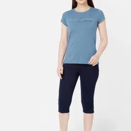 Sweet Dreams Slate Blue & Navy Graphic Print T-Shirt With Capris-picture-41
