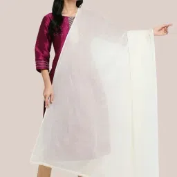 Dupatta Bazaar Off White Cotton Dupatta-picture-36
