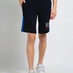 Van Heusen Athleisure Regular Fit Smart Tech Easy Stain Release Solid Knit Shorts - Navy-picture-15