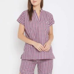 The Kaftan Company Purple Cotton Printed Top Shorts Set-picture-13