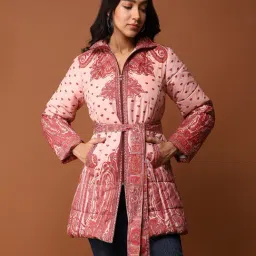 aarke Ritu Kumar Pink Printed Puffer Jacket-79