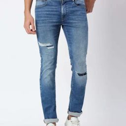 Pepe Jeans Light Blue Slim Fit Lightly Washed Distressed Jeans-picture-7