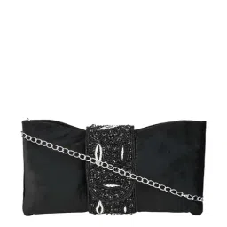 Rocia by Regal Black Embellished Clutch-image-32