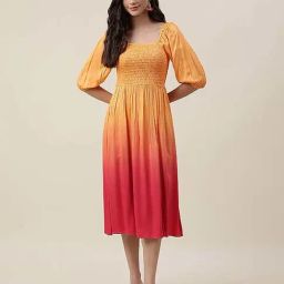 Fabindia Yellow & Red A-Line Dress-image-65