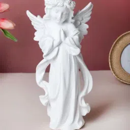 Nestasia White Praying Angel Statue with Wings and Smooth Finishing for Decoration & Gifting (11.8")-34