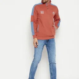 Duke Rust Regular Fit Self Pattern Sweatshirt image 5