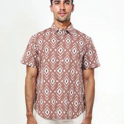 celio celio* Brown Regular Fit Printed Cotton Shirt-picture-9