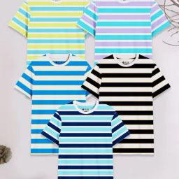 3PIN Kids Multicolor Cotton Stripes T-Shirt-image-55