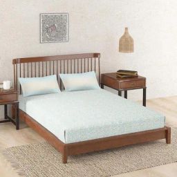 Fabindia Aqua Cotton 180 TC Single Bed Sheet With Pillow Cover-image-26