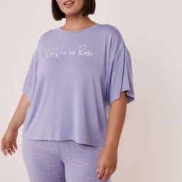 La Vie En Rose Purple Printed T-Shirt-image-82