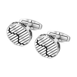 Police Stainless Steel Round Striped Cufflink-image-57