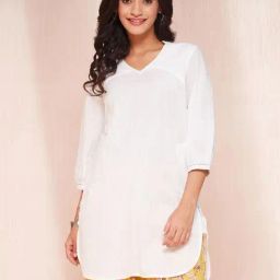 Fabindia White Cotton Straight Kurti-image-35