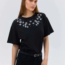 Cover Story Black Cotton Regular Fit Embellished Top-image-48