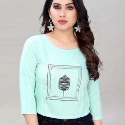 SELVIA Aqua Blue Printed Top-image-48