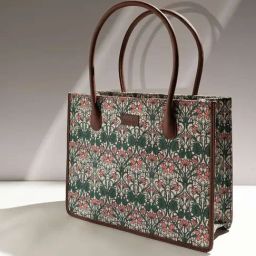 ZOUK Hooghly Nouveau Book Pink and Green Printed Tote Handbag-image-19