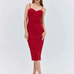 Cover Story Red Regular Fit Self Pattern Dress-image-17