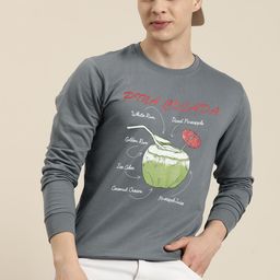 HERE&NOW Men Grey Printed Sweatshirt-image-38
