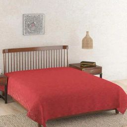 Fabindia Chaman Maroon Cotton Single Bed Cover-image-2