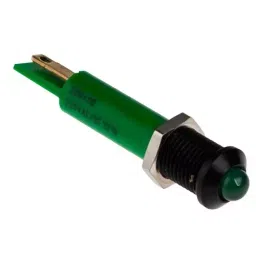 RS PRO Green Panel Mount Indicator 230V AC, Mounting Hole Size 8 mm, Termination Type , Model No 209406-10