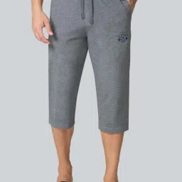 Van Heusen Regular Fit Drawstring Waist Functional Pockets Capri Shorts - Mid Grey Melange image 1