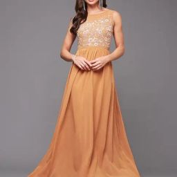 Miss Chase Orange Embellished Maxi Dress-image-79