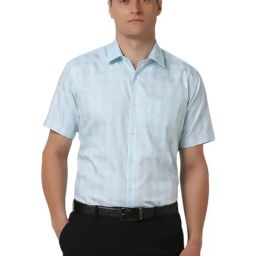 Van Heusen Blue Cotton Regular fit Checks Shirt-image-73