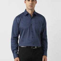 Van Heusen Blue Cotton Regular Fit Printed Shirt-picture-47