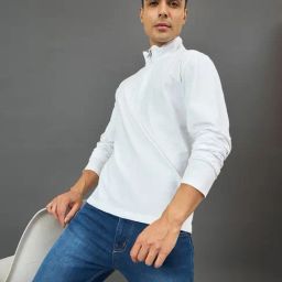 Club York White Cotton Blend Regular Fit Solid Sweatshirt-image-70