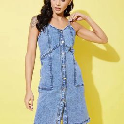 StyleStone Blue Denim Dress-image-63