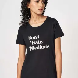 Ajile by Pantaloons Black Cotton Printed T-Shirt-27