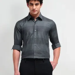 Arrow New York Blue Cotton Slim Fit Striped Shirt-image-15