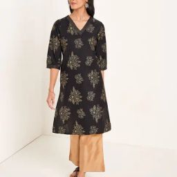 Rangmanch By Pantaloons Black Regular Fit Printed Kurta-picture-9
