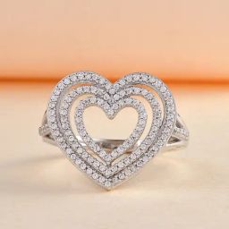 Ornate Jewels 925 Sterling Silver American Diamond Heart Ring for Women-image-61