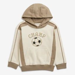 HOP Kids by Westside Taupe Text Printed Cotton Hoodie-image-93