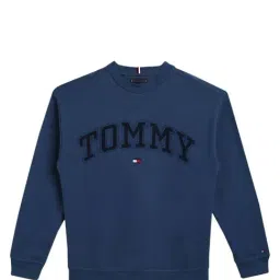 Tommy Hilfiger Boys Blue Embroidered Round Neck Sweatshirt-picture-7