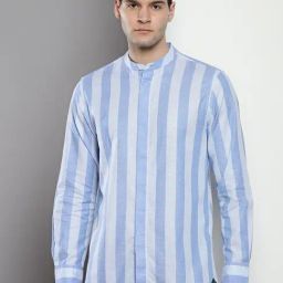 Tommy Hilfiger Blue & White Regular Fit Striped Shirt-picture-44