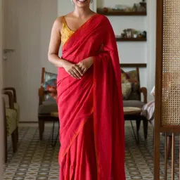 Suta Red Plain Saree-picture-47