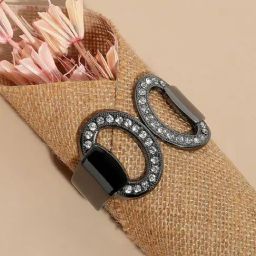 Sohi Women's Embellished Circular Bracelet - Dark Silver-0