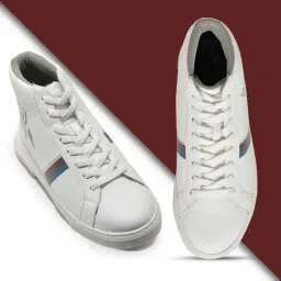 Woodland Men's White Ankle High Sneakers-image-14