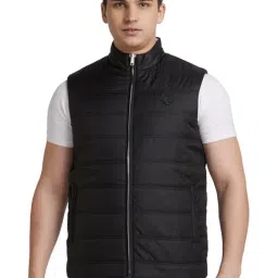 Park Avenue Black Regular Fit Quilted Jacket-image-56