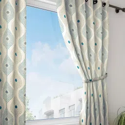 Swayam Printed Faux Silk Window Curtain - Set of 2 image 1