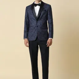 Allen Solly Navy Slim Fit Printed Two Piece Suit-image-52