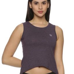 DOMIN8 Purple Regular Fit Sports Cropped T-Shirt-image-57