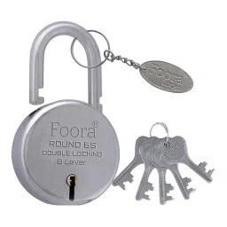 Foora 65 mm Metal Silver Finish 5 Keys Padlock-12