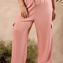 Curve By Kassually Pink Regular Fit High Rise Pants-image-11