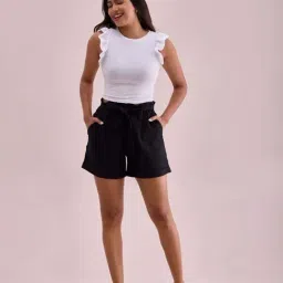 Go Colors! Black Plain Shorts-image-23